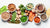 Image of bounty of fresh superfoods and vegetables and seeds on a white background 