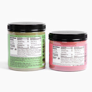 2 jars with nutrition facts against a white background.