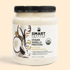 1 jar of 500 grams Vegan Vanilla Proteini against a beige background.