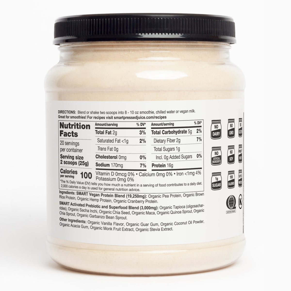 1 jar with nutrition facts against a white background.