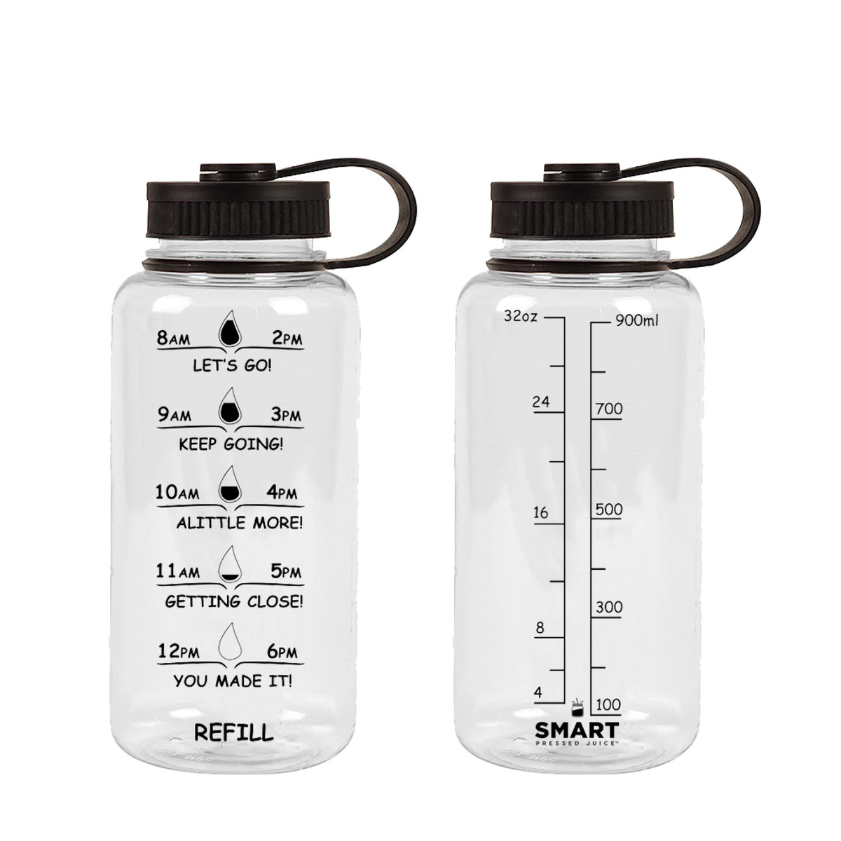 Ultra Hydration Water Bottle with Time Markers - Smart Pressed Juice